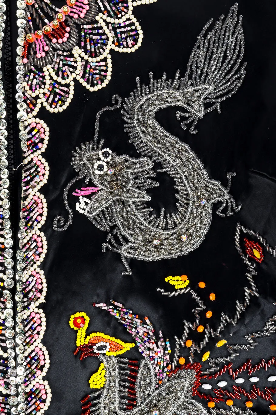 Dragon Phoenix Embellished Silk Jacket