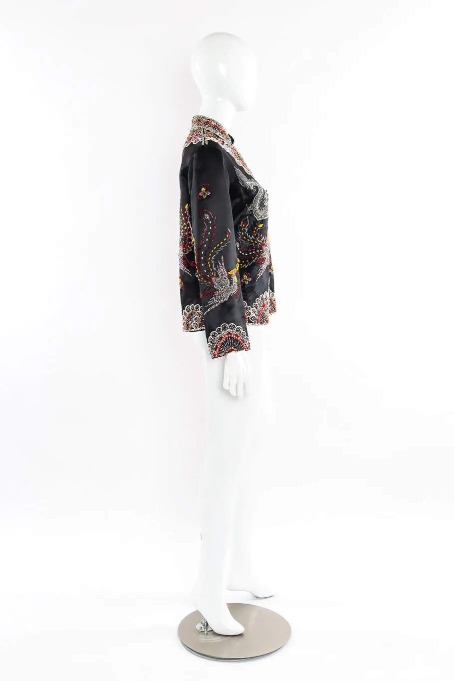 Dragon Phoenix Embellished Silk Jacket