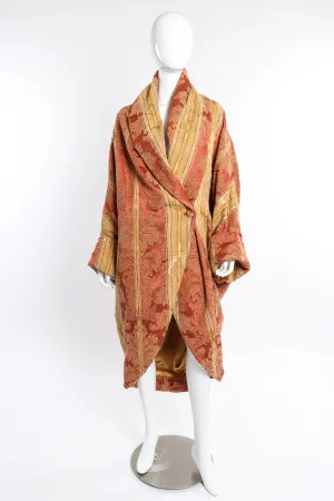 Draped Brocade Cocoon Coat