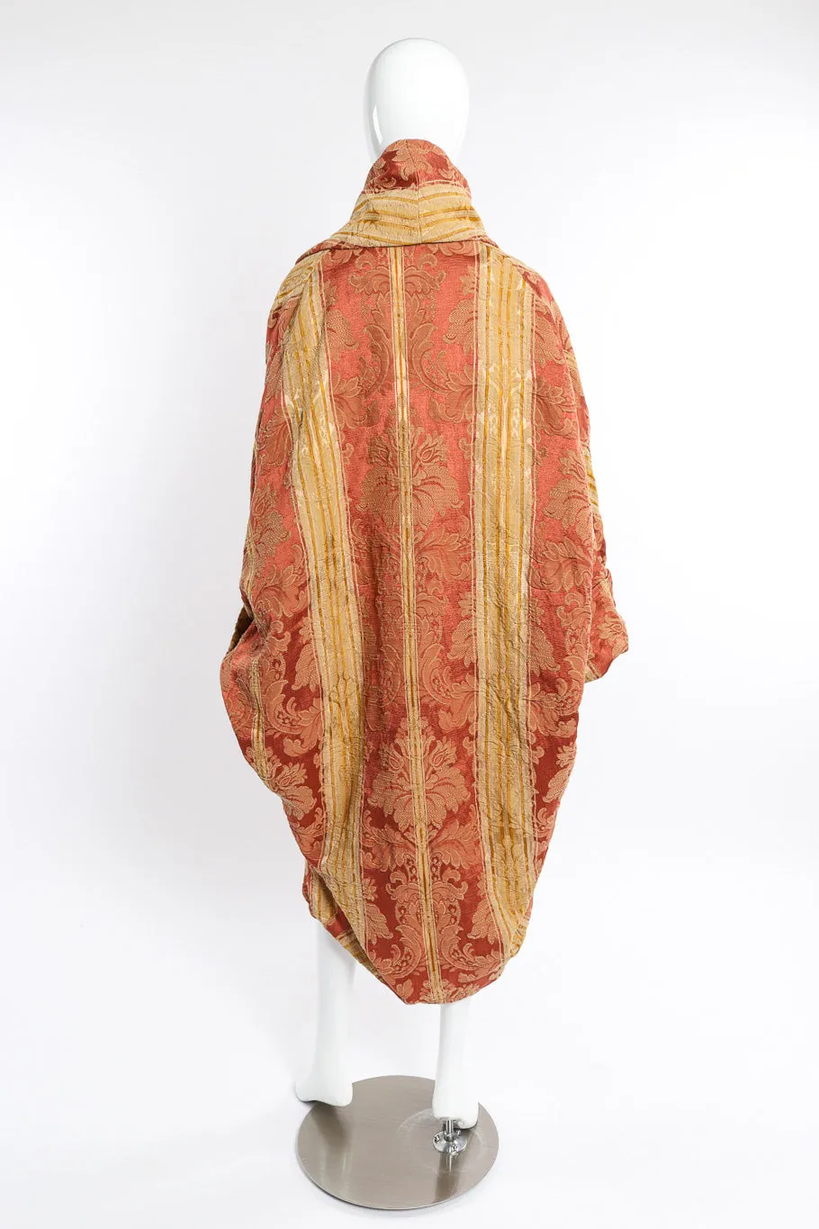 Draped Brocade Cocoon Coat