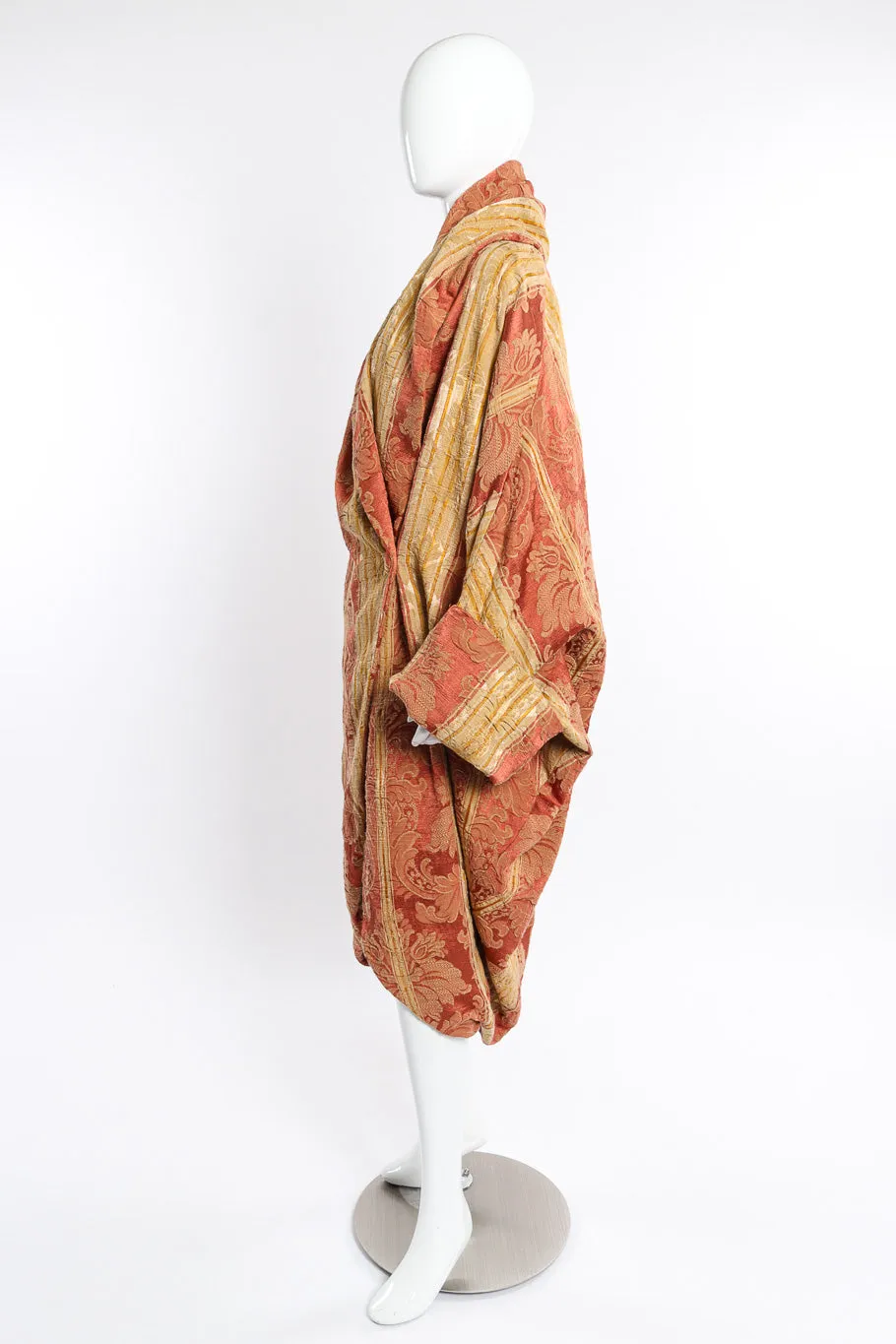 Draped Brocade Cocoon Coat