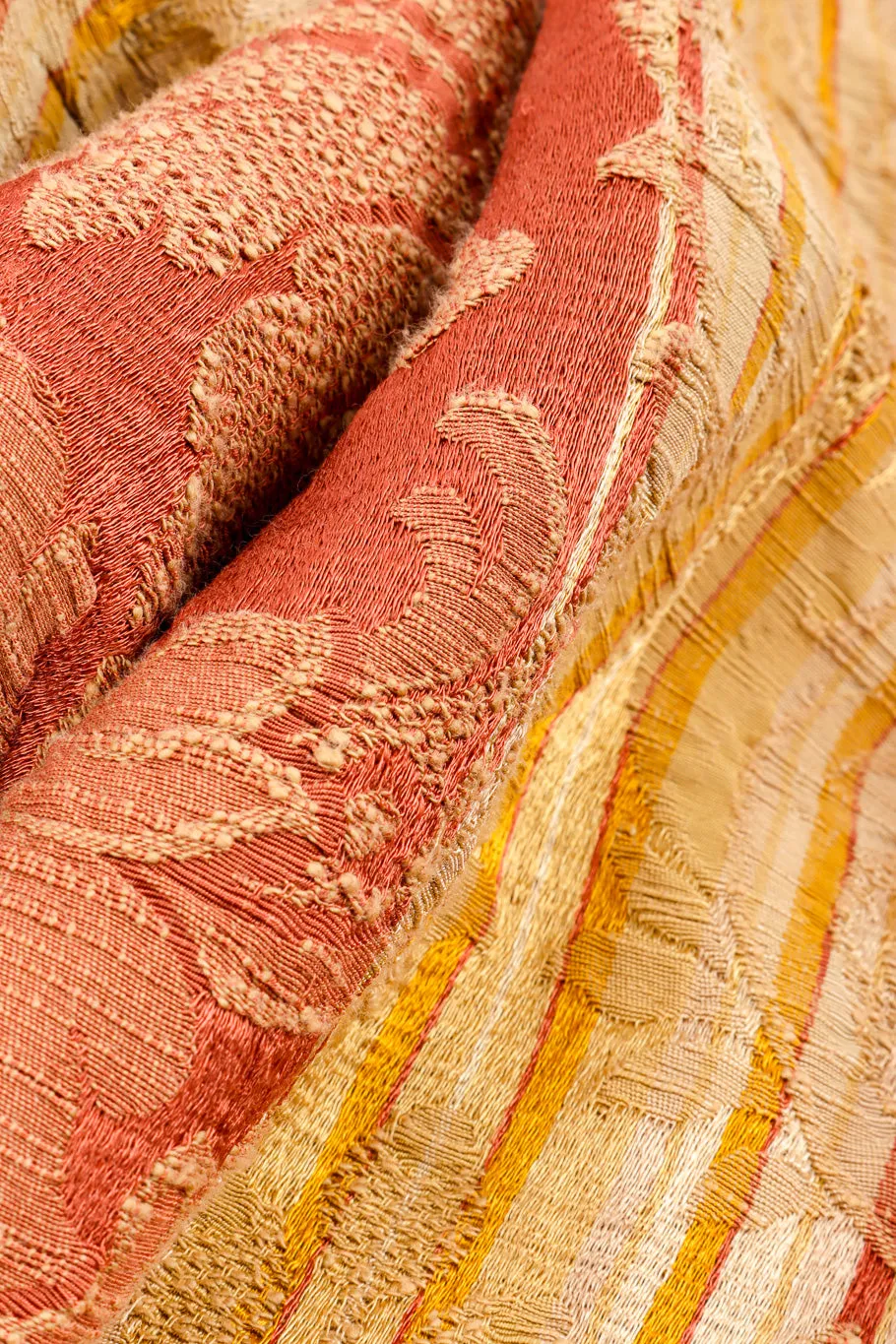 Draped Brocade Cocoon Coat