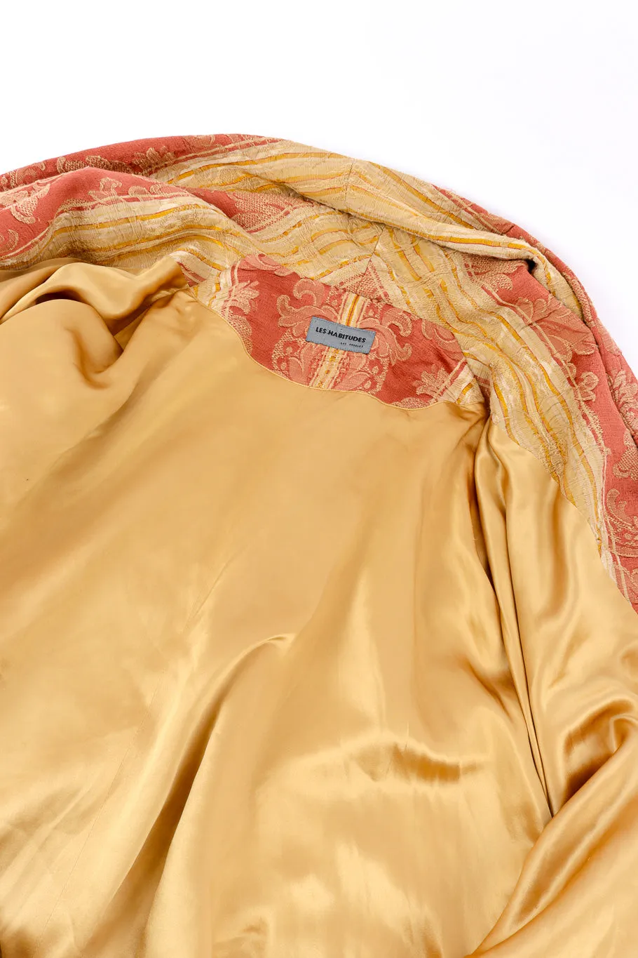 Draped Brocade Cocoon Coat