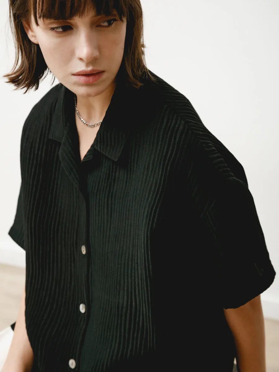 edition shirt - silk linen black