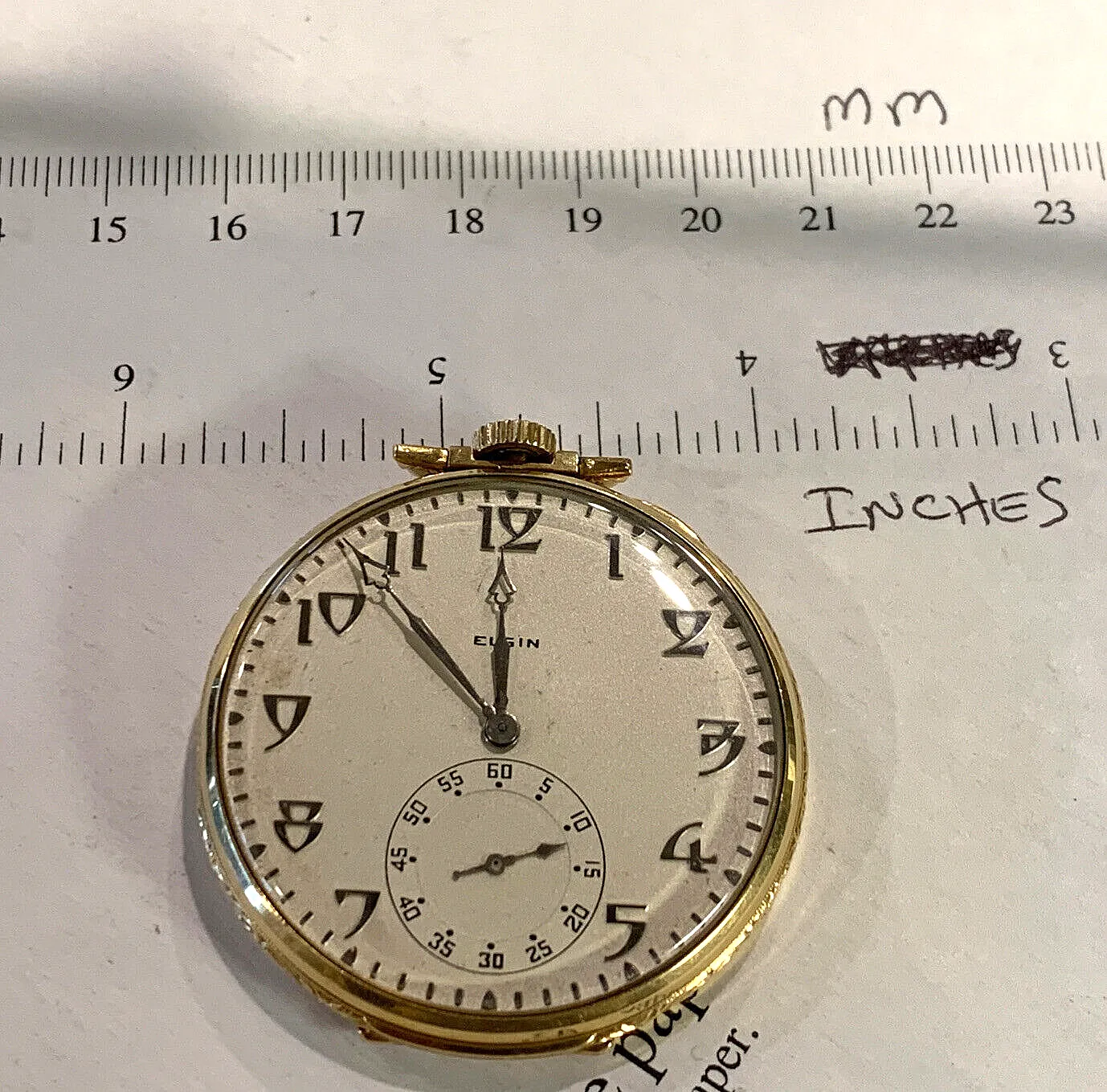 ELGIN 14K Solid Gold 44mm Open Face Pocket Watch - Runs Great Excellent Cond.