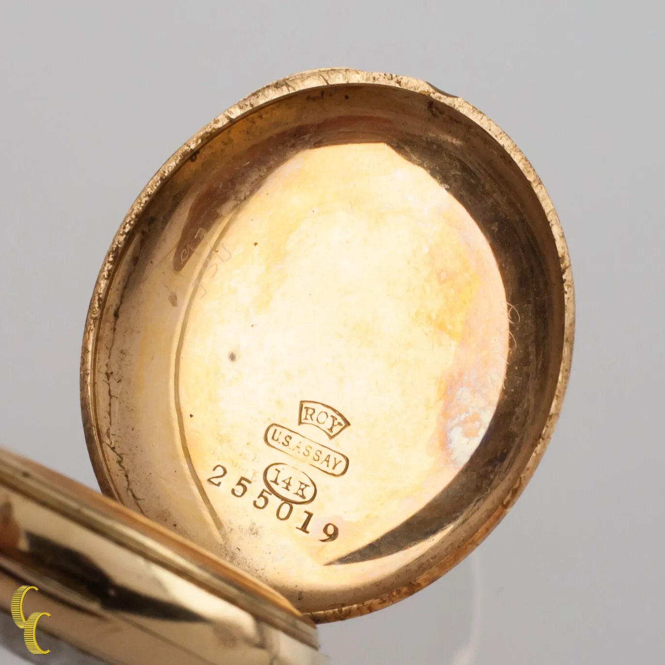 Elgin Open Face 14k Yellow Gold Pocket Watch 15 Jewel Size 0S Monogrammed Case