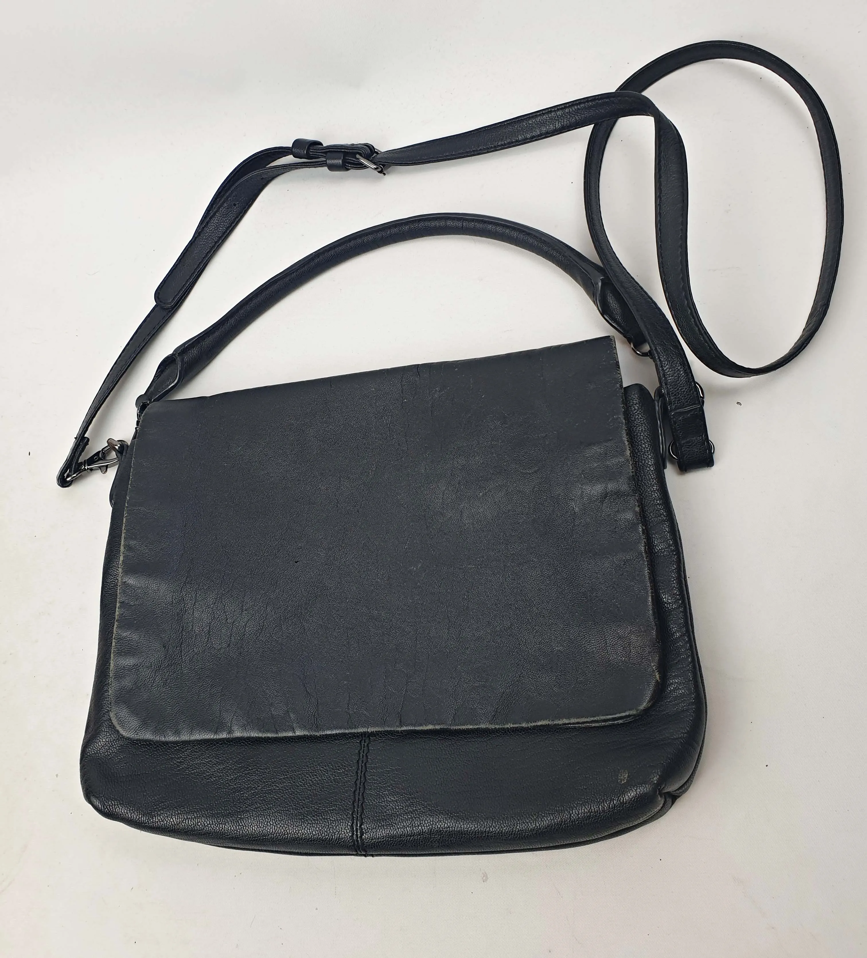 Elk black leather cross body or shoulder bag