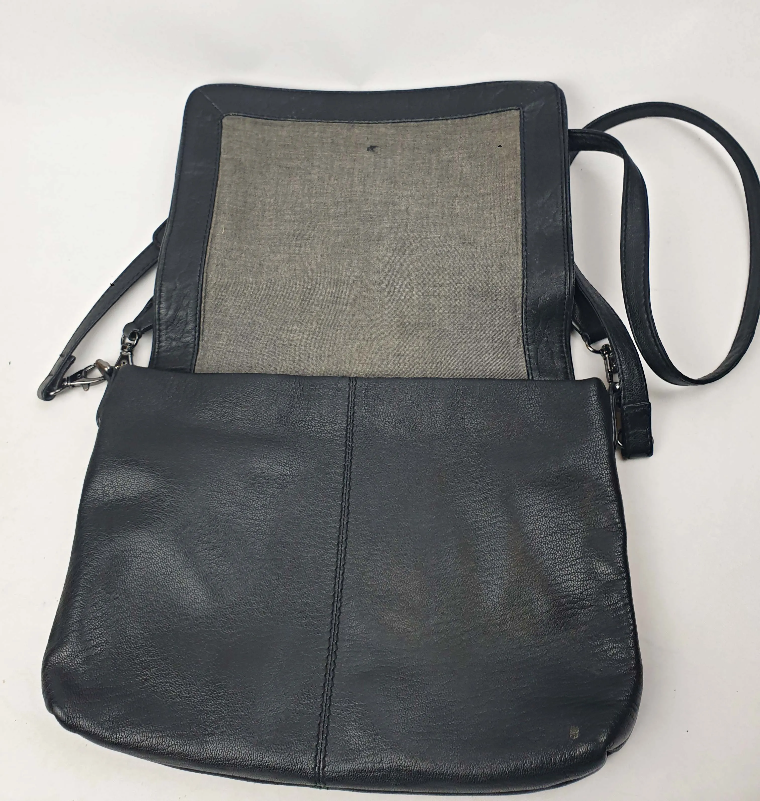 Elk black leather cross body or shoulder bag