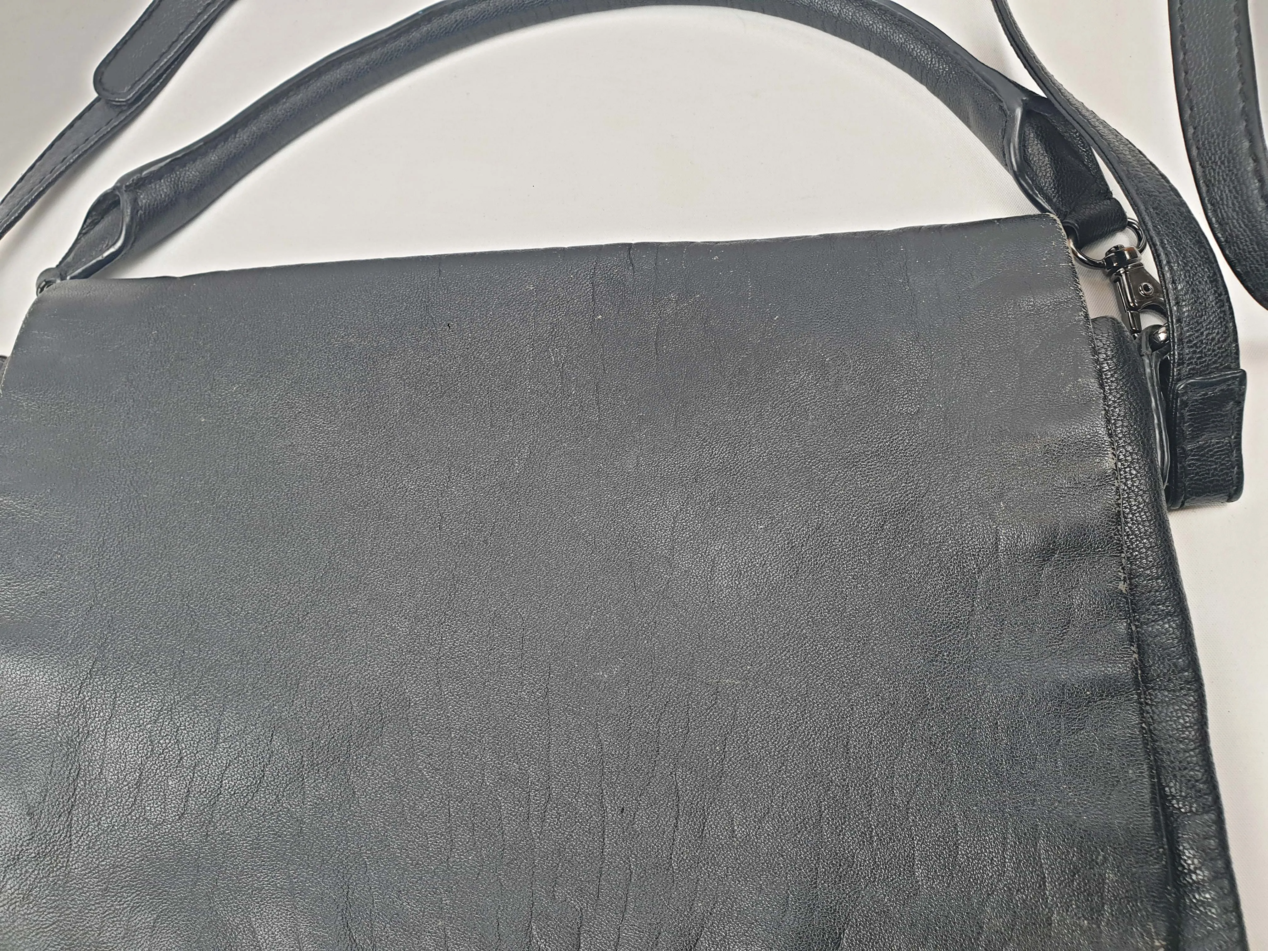 Elk black leather cross body or shoulder bag