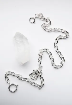 Elongated Diamond Cut Cable Chain 5.5mm Sterling Silver Necklace