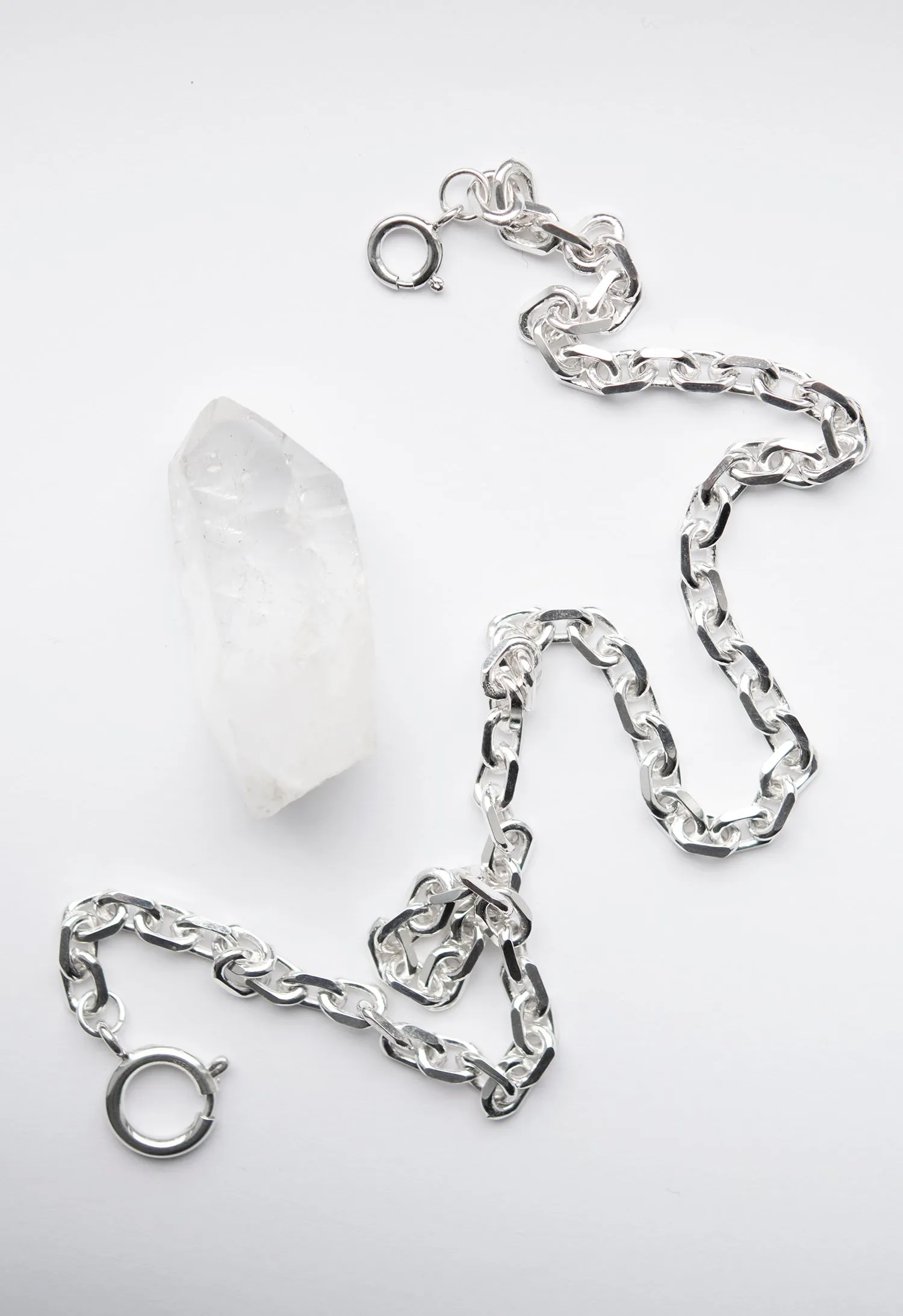 Elongated Diamond Cut Cable Chain 5.5mm Sterling Silver Necklace