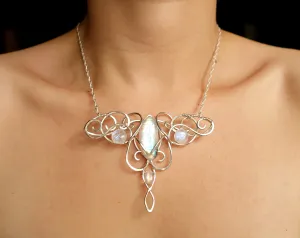 Elven Moth Moonstone Statement in Silver