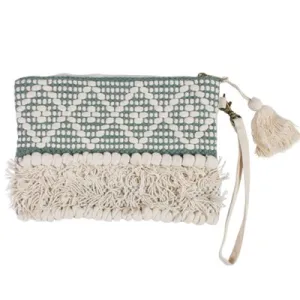 Embellished Clutch Bag with zip and detachable handle