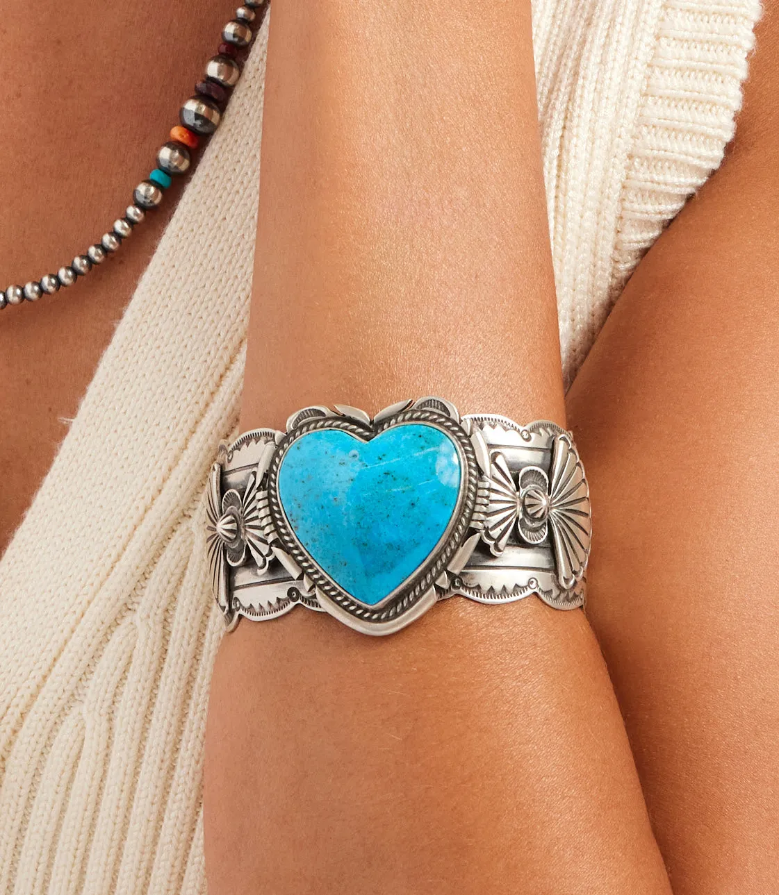Embellished Turquoise Heart Cuff
