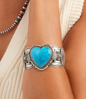 Embellished Turquoise Heart Cuff