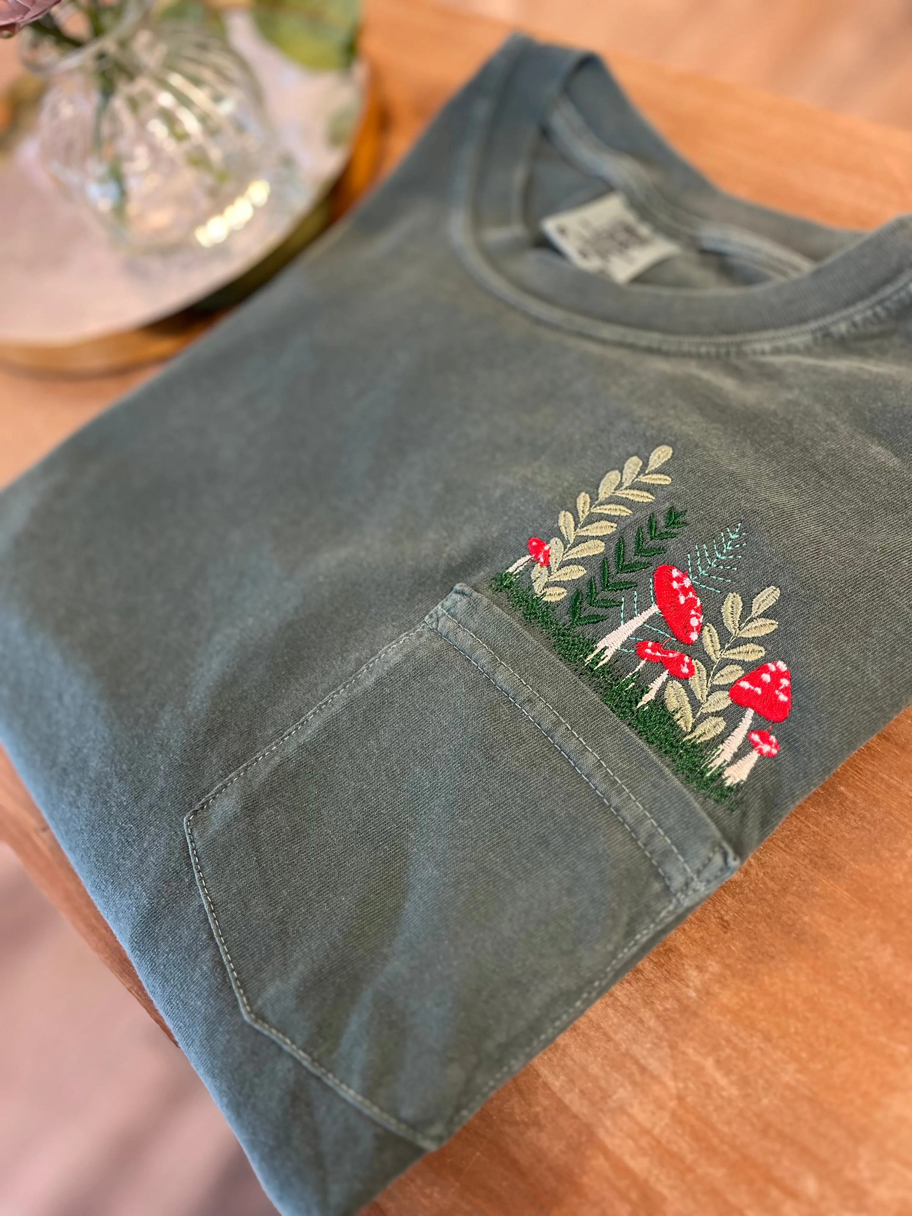 Embroidered Mushroom Pocket Tee