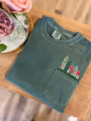 Embroidered Mushroom Pocket Tee