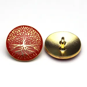 Enamel Button Red & Gold