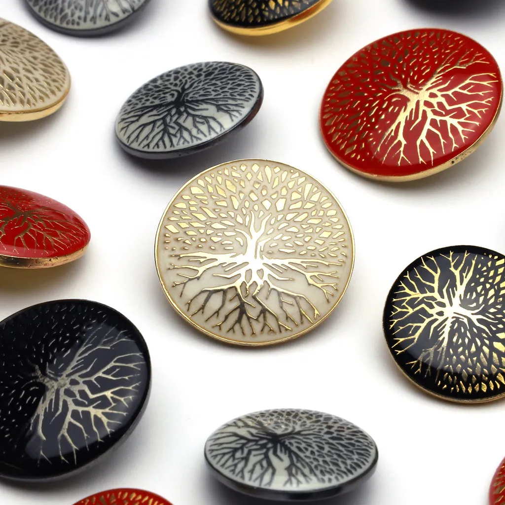 Enamel Button Red & Gold