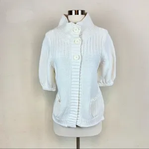 Express White Button Down Knit Sweater