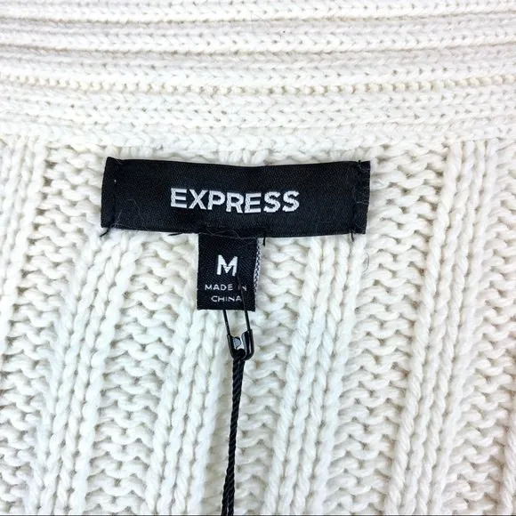 Express White Button Down Knit Sweater