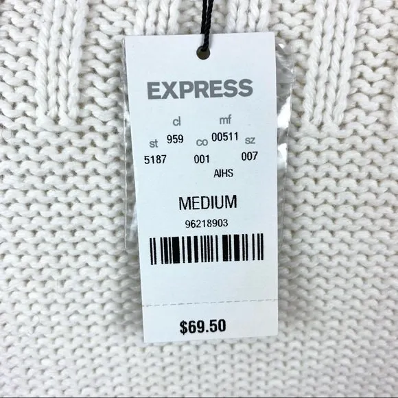 Express White Button Down Knit Sweater