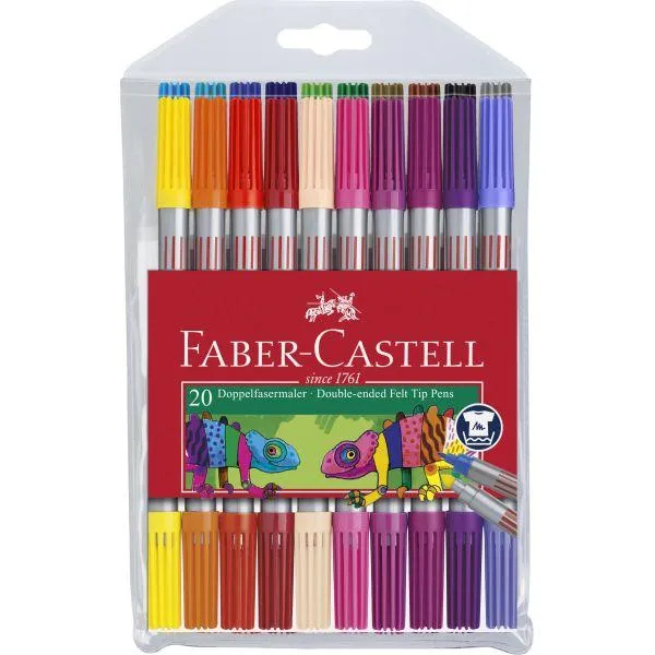 Faber-Castell - Redline Double Ended Fibre Tip Pen Wlt 20