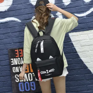Factory Wholesale  Spring New Cartoon Backpack Canvas Backpack Female Cute Cat Ears Student Schoolbag