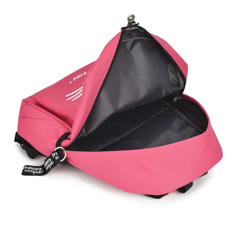 Factory Wholesale  Spring New Cartoon Backpack Canvas Backpack Female Cute Cat Ears Student Schoolbag