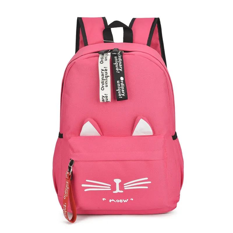 Factory Wholesale  Spring New Cartoon Backpack Canvas Backpack Female Cute Cat Ears Student Schoolbag