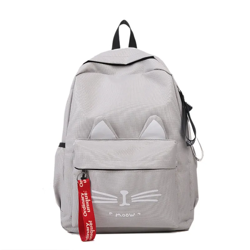 Factory Wholesale  Spring New Cartoon Backpack Canvas Backpack Female Cute Cat Ears Student Schoolbag