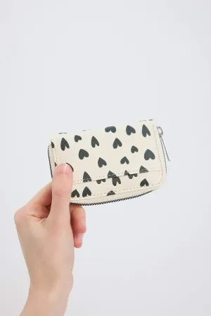 Female Heart Printed Coin Wallet