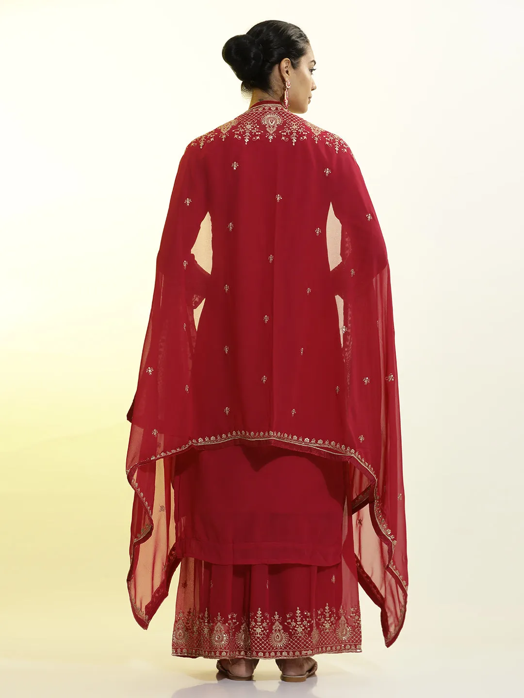 Festive Embroidered Georgette Heavy Kurta Set With Dupatta