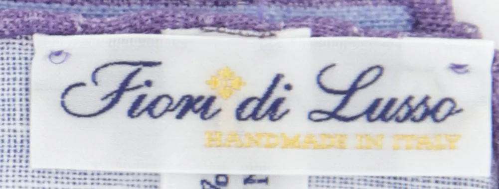 Fiori Di Lusso Blue Linen Pocket Square