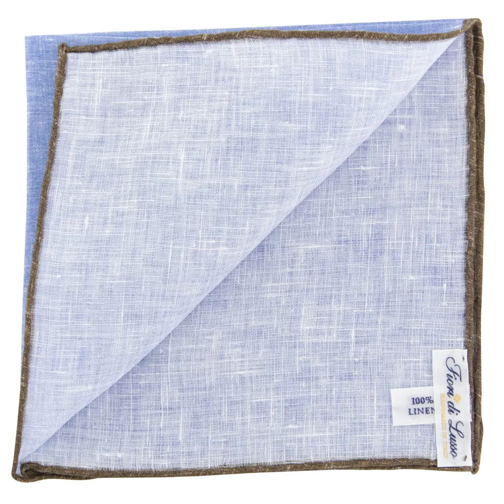 Fiori Di Lusso Blue Linen Pocket Square