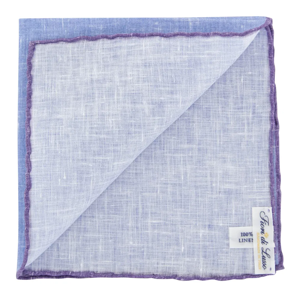 Fiori Di Lusso Blue Linen Pocket Square
