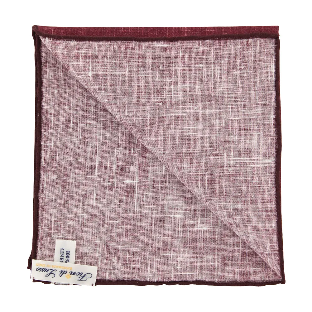 Fiori Di Lusso Burgundy Red Linen Pocket Square