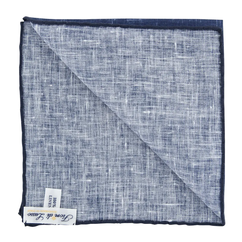 Fiori Di Lusso Dark Blue Linen Pocket Square