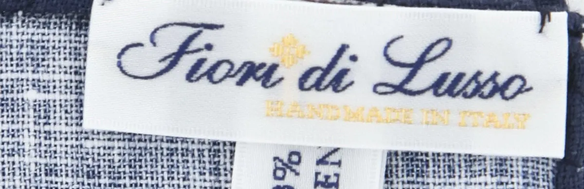 Fiori Di Lusso Dark Blue Linen Pocket Square