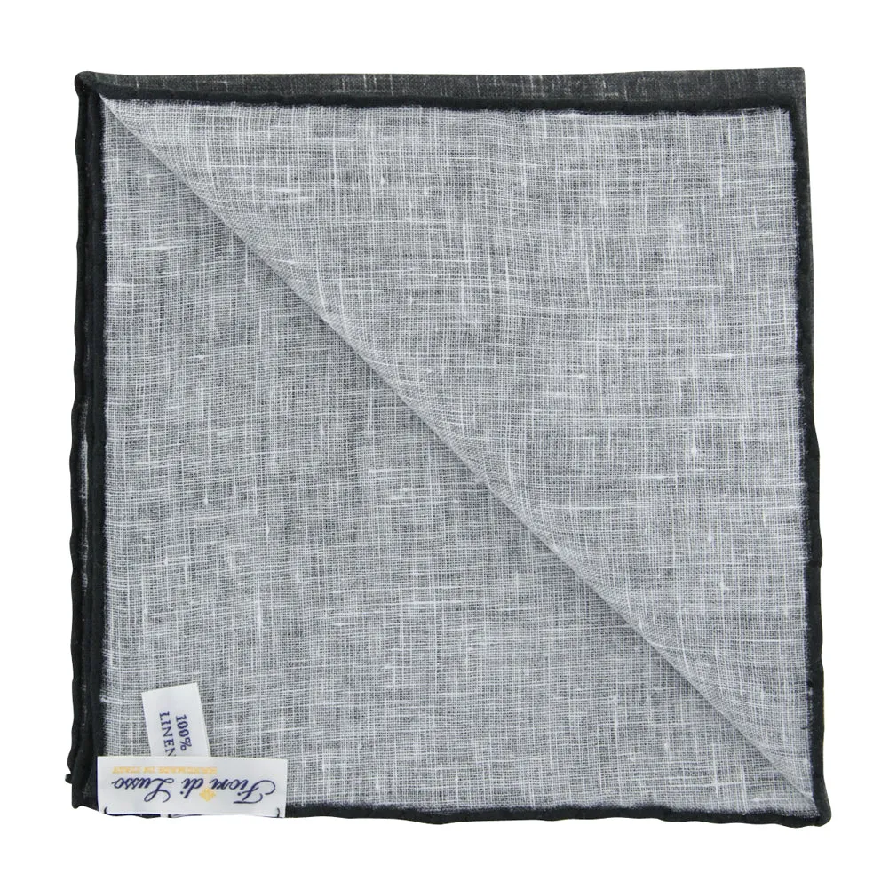 Fiori Di Lusso Dark Gray Linen Pocket Square