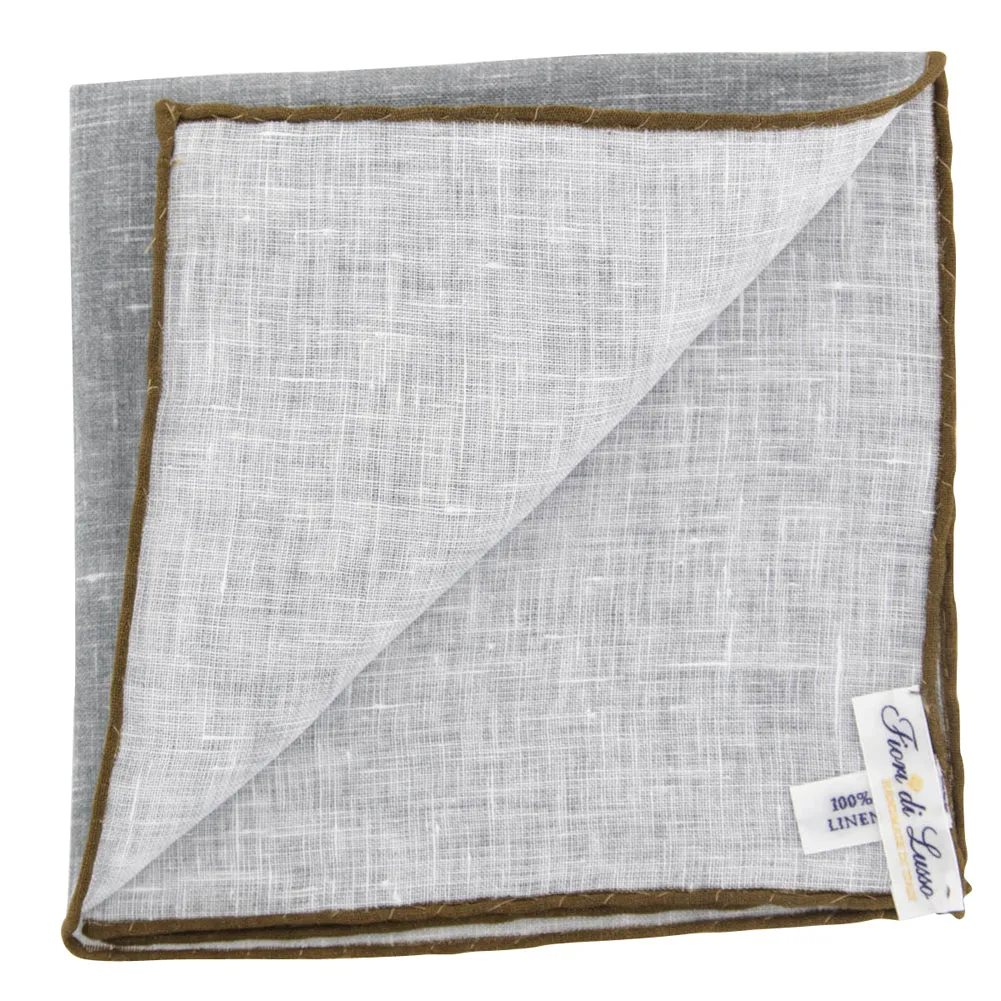 Fiori Di Lusso Gray Linen Pocket Square