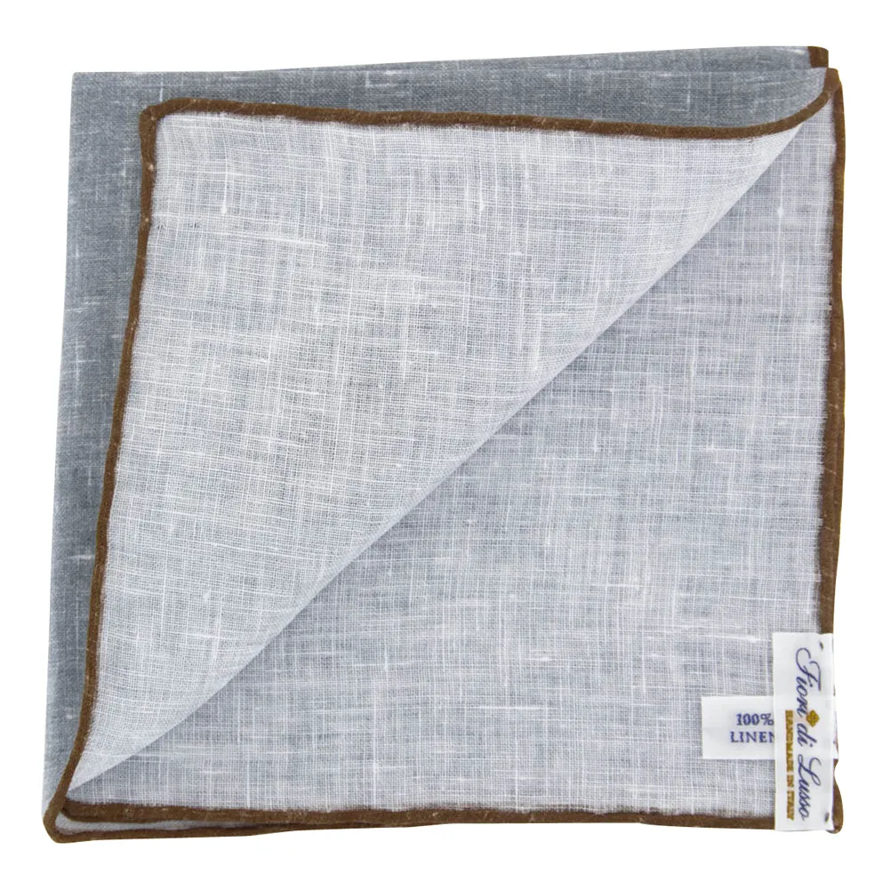 Fiori Di Lusso Gray Linen Pocket Square