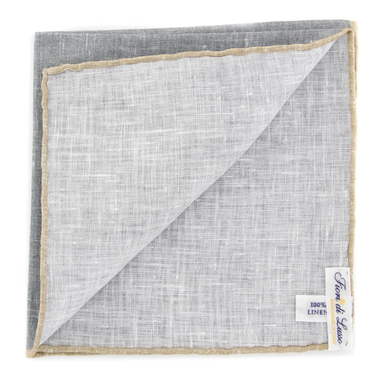 Fiori Di Lusso Gray Linen Pocket Square