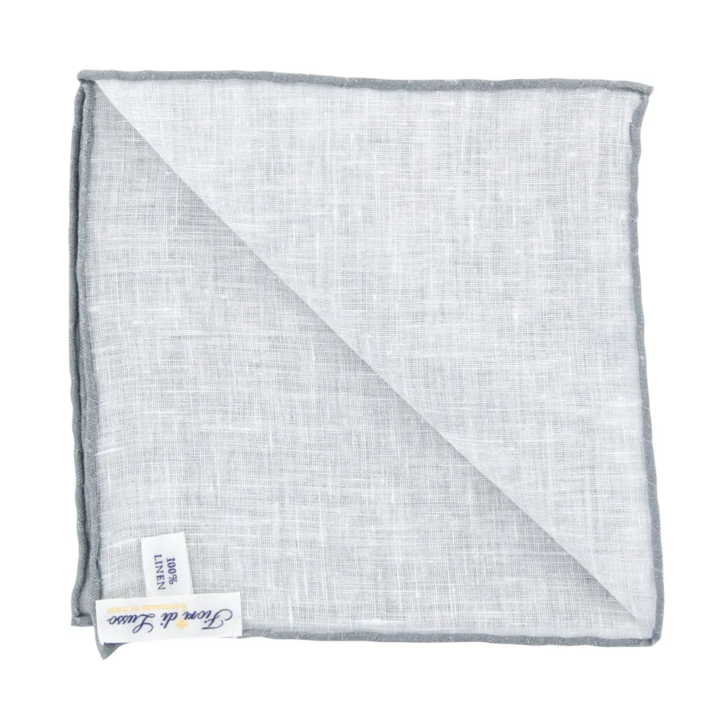 Fiori Di Lusso Light Gray Linen Pocket Square