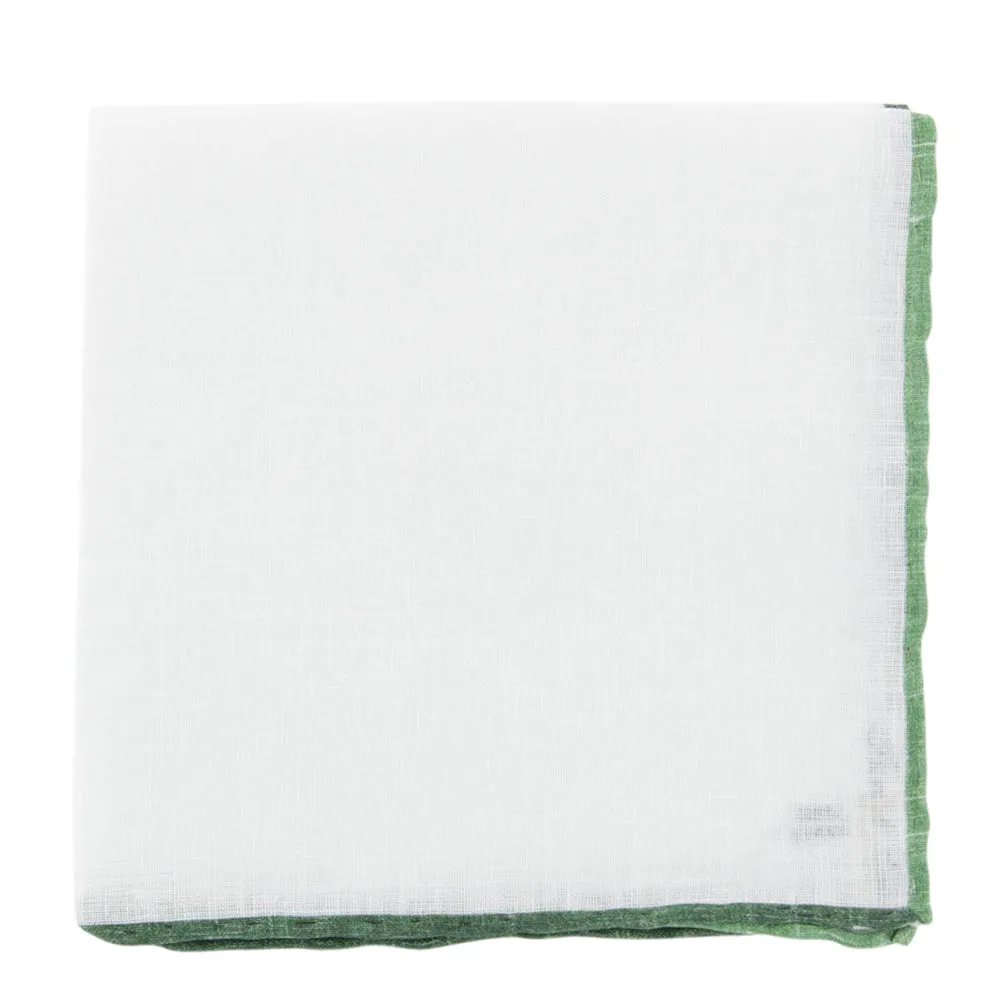 Fiori Di Lusso White Linen Blend Pocket Square