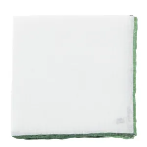 Fiori Di Lusso White Linen Blend Pocket Square