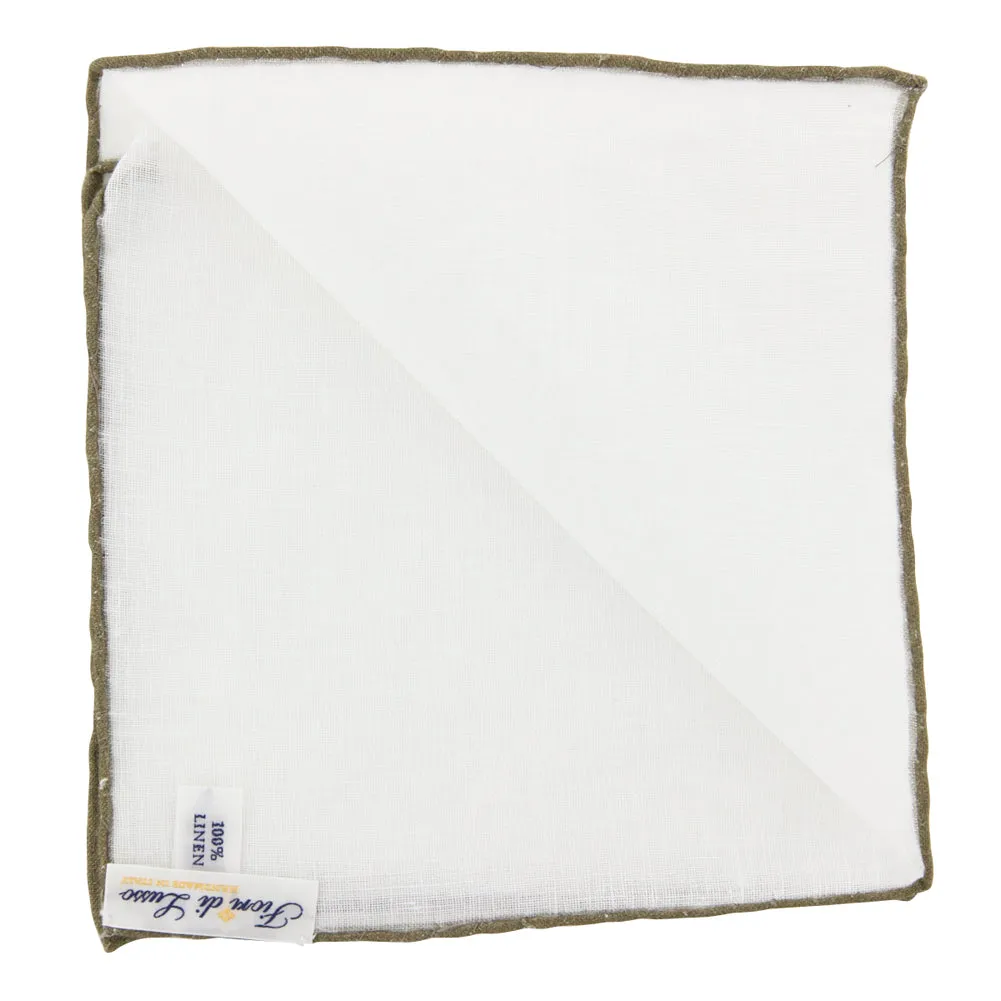 Fiori Di Lusso White Linen Pocket Square