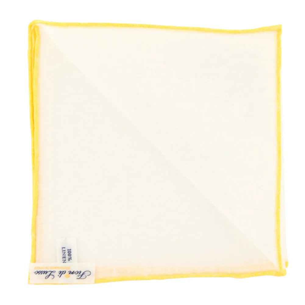 Fiori Di Lusso White Linen Pocket Square