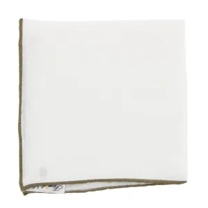 Fiori Di Lusso White Linen Pocket Square