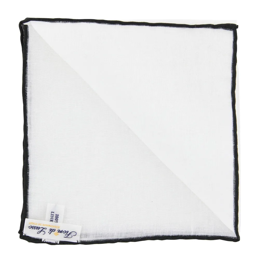 Fiori Di Lusso White Linen Pocket Square